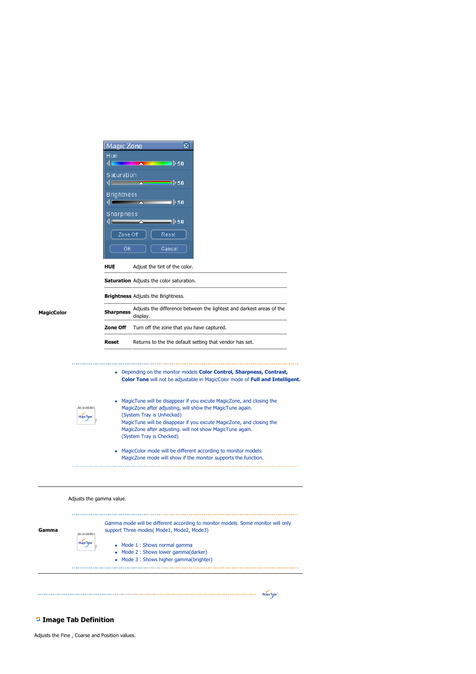 Image tab definition | Samsung LS17BIDKSV-EDC User Manual | Page 39 / 64