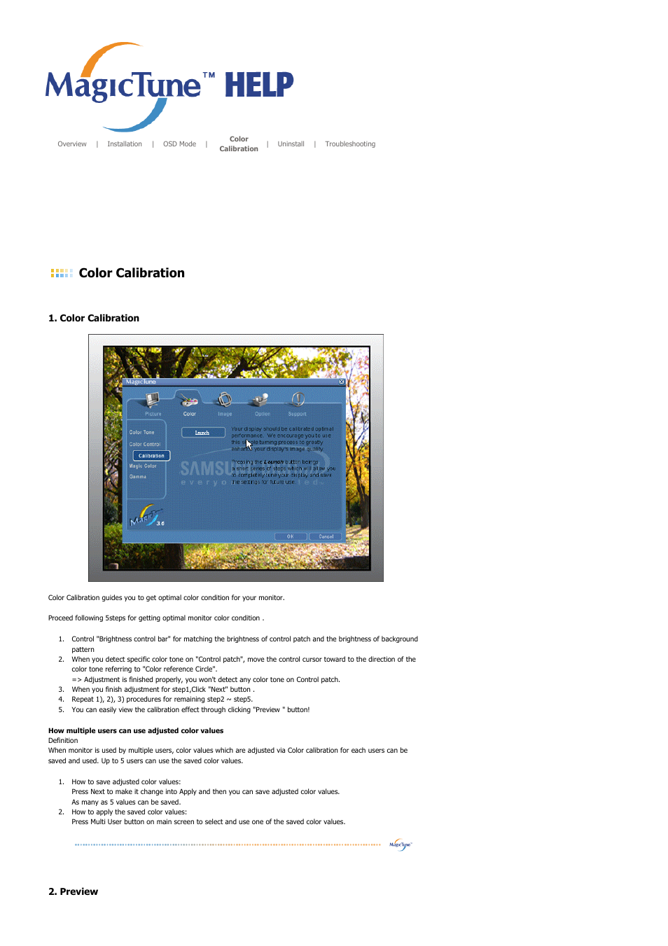 Color calibration | Samsung LS17BIDKSV-EDC User Manual | Page 42 / 64