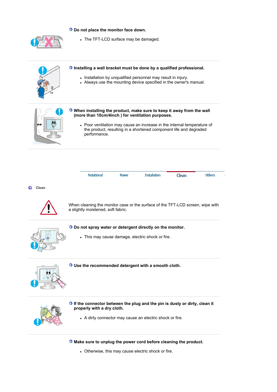 Clean | Samsung LS17BIDKSV-EDC User Manual | Page 5 / 64