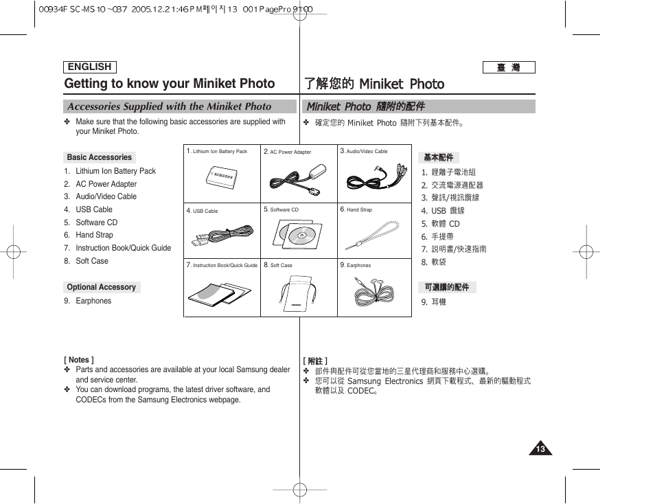 Getting to know your miniket photo, 了了解 解舅 舅的 的 m miin niik ke ett pphhoottoo | Samsung HMX-S10BN-XAA User Manual | Page 13 / 156