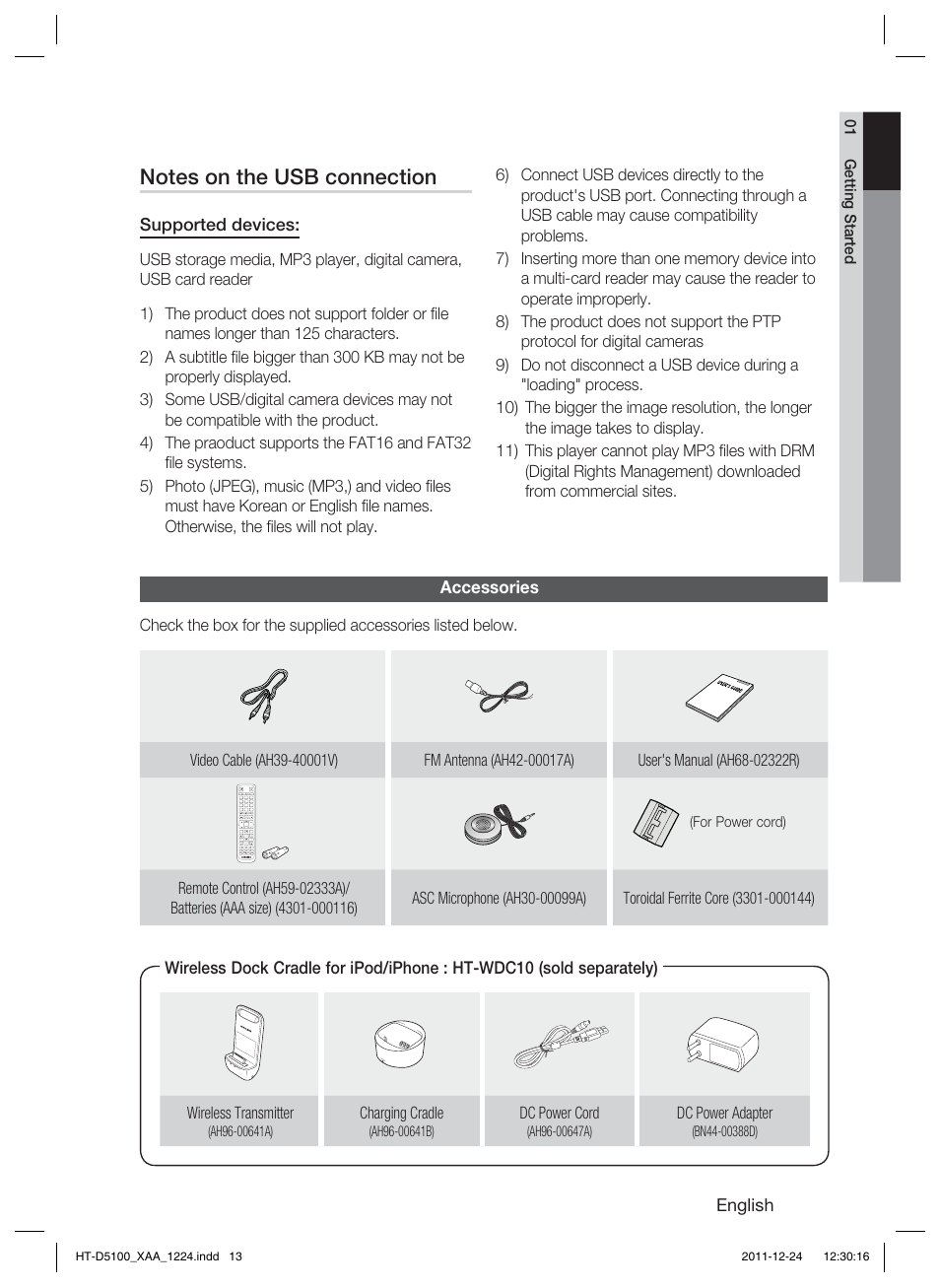 Samsung HT-D5100-ZC User Manual | Page 13 / 82