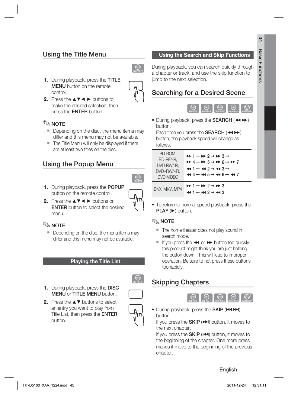 Hzzyx | Samsung HT-D5100-ZC User Manual | Page 45 / 82