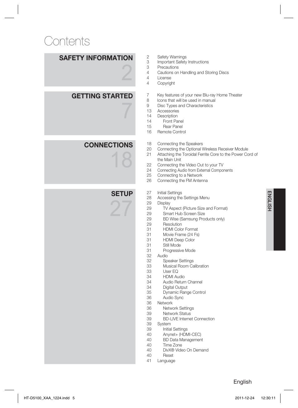 Samsung HT-D5100-ZC User Manual | Page 5 / 82
