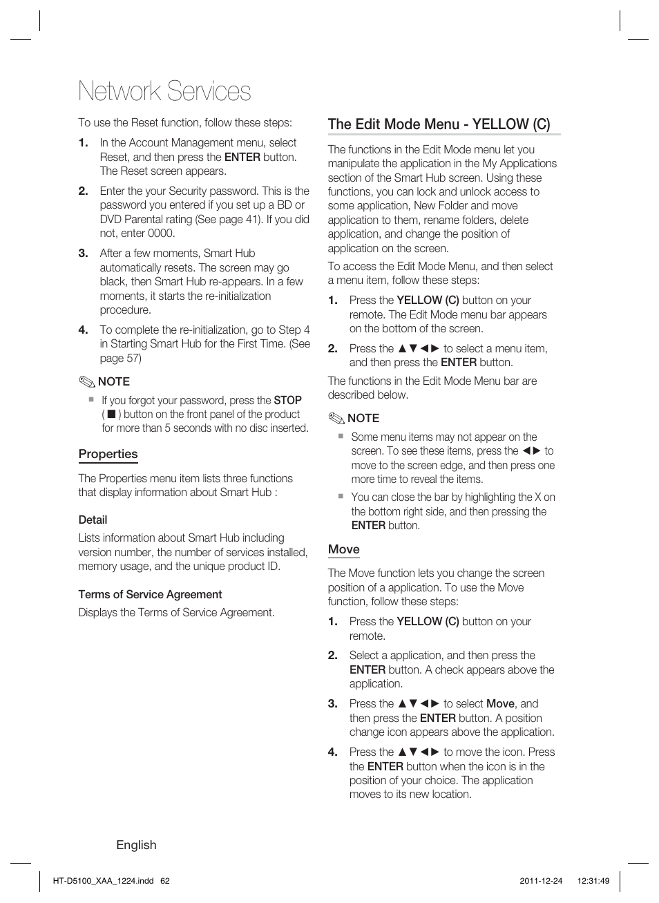 Network services | Samsung HT-D5100-ZC User Manual | Page 62 / 82