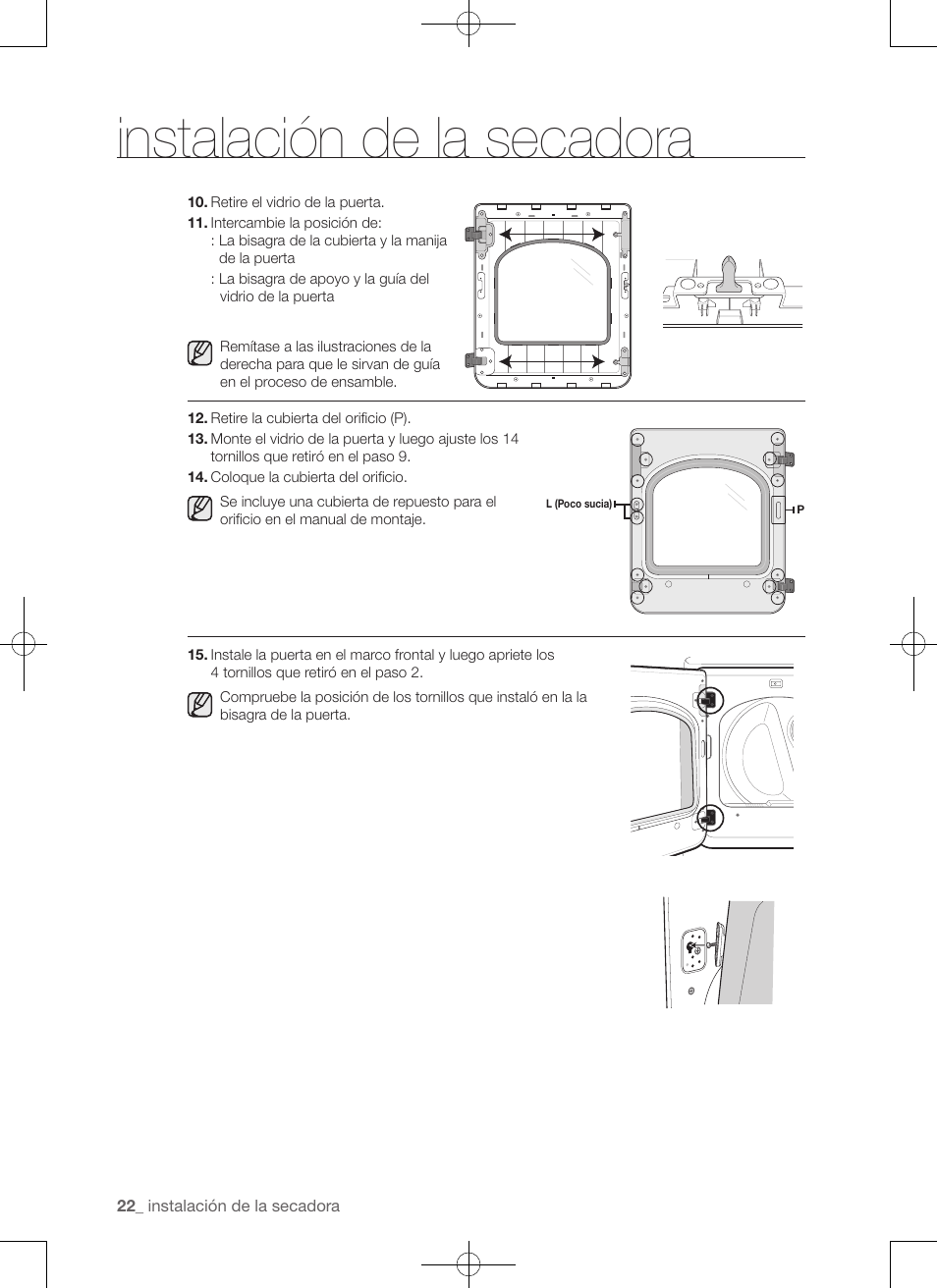 Instalación de la secadora | Samsung DV456ETHDSU-AA User Manual | Page 102 / 120