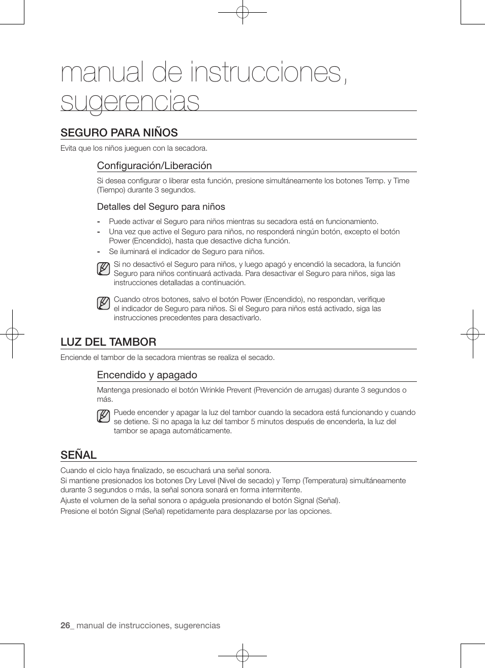 Manual de instrucciones, sugerencias | Samsung DV456ETHDSU-AA User Manual | Page 106 / 120