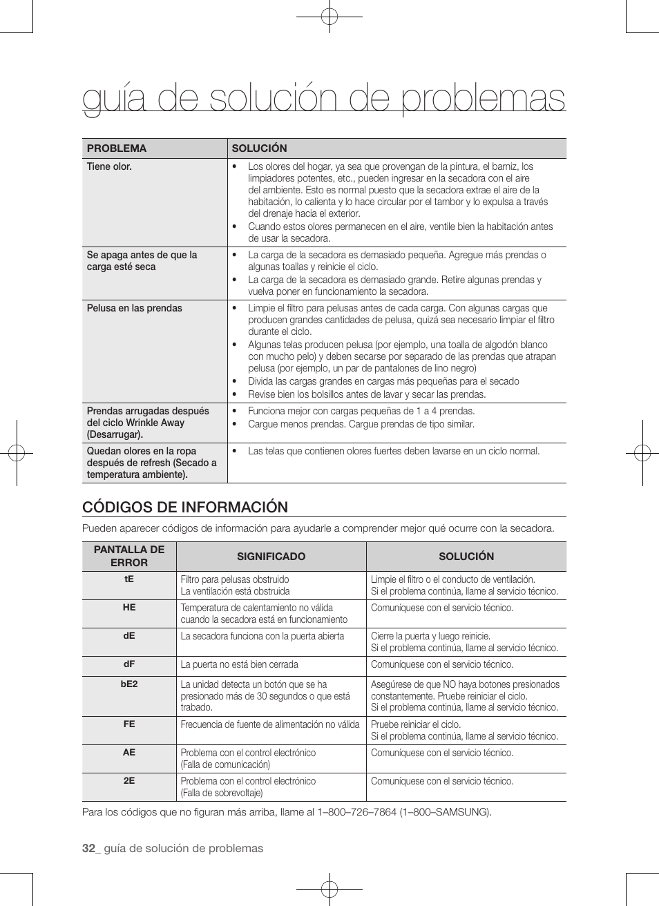 Guía de solución de problemas, Códigos de información | Samsung DV456ETHDSU-AA User Manual | Page 112 / 120