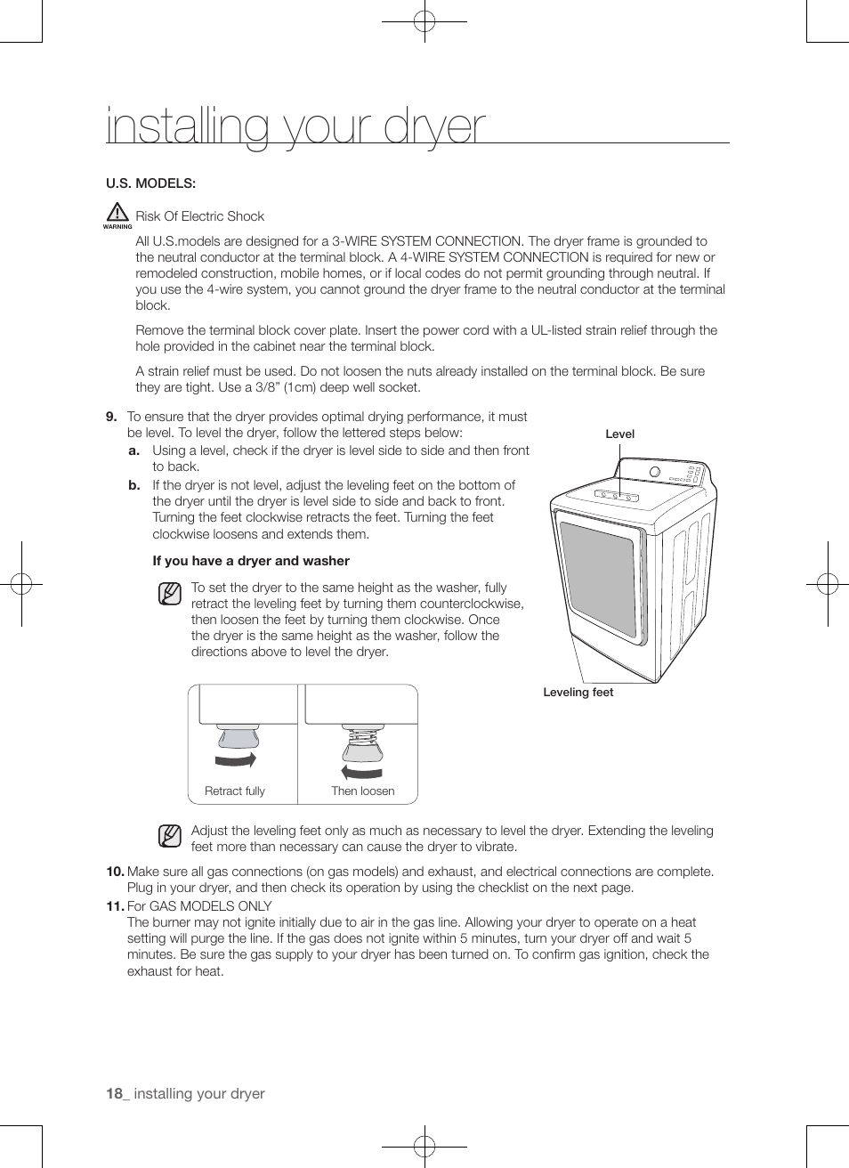 Installing your dryer | Samsung DV456ETHDSU-AA User Manual | Page 18 / 120