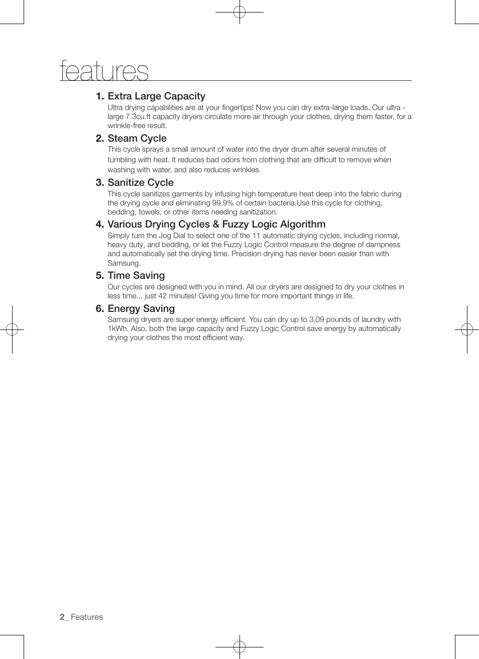 Features | Samsung DV456ETHDSU-AA User Manual | Page 2 / 120