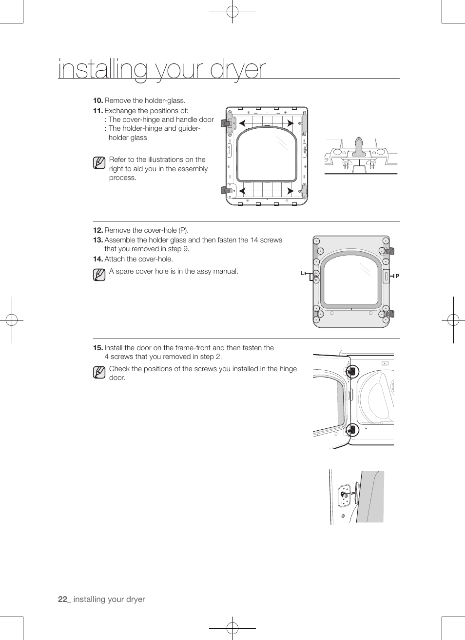 Installing your dryer | Samsung DV456ETHDSU-AA User Manual | Page 22 / 120