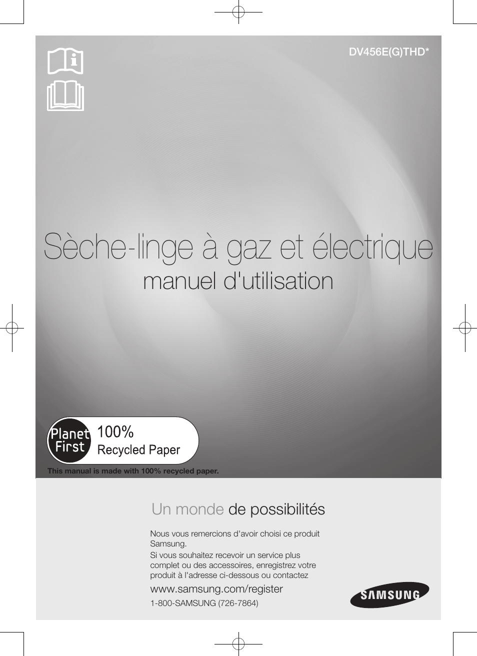 Sèche-linge à gaz et électrique, Manuel d'utilisation, Un monde de possibilités | Samsung DV456ETHDSU-AA User Manual | Page 41 / 120