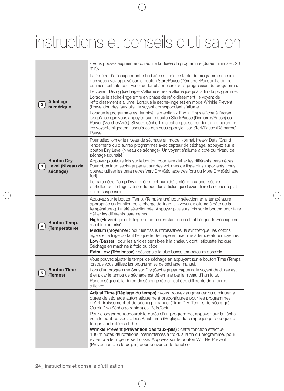 Instructions et conseils d’utilisation | Samsung DV456ETHDSU-AA User Manual | Page 64 / 120