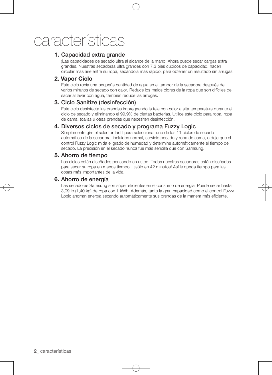 Características | Samsung DV456ETHDSU-AA User Manual | Page 82 / 120