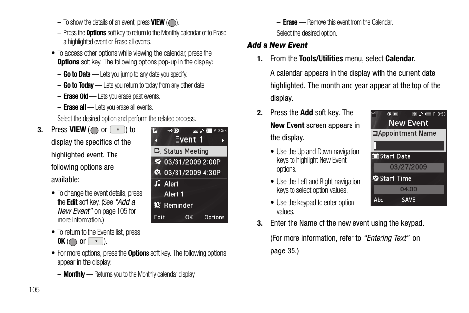 Add a new event | Samsung SCH-R560ZPACRI User Manual | Page 108 / 167