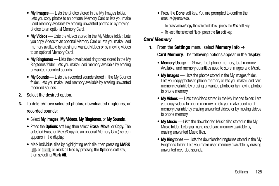 Card memory | Samsung SCH-R560ZPACRI User Manual | Page 131 / 167