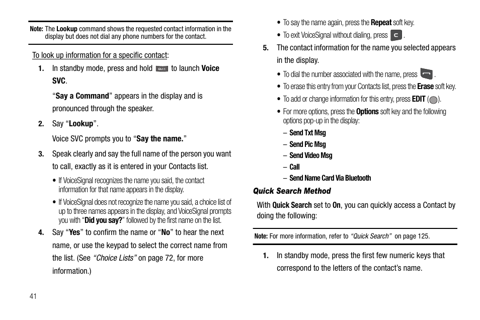 Quick search method | Samsung SCH-R560ZPACRI User Manual | Page 44 / 167