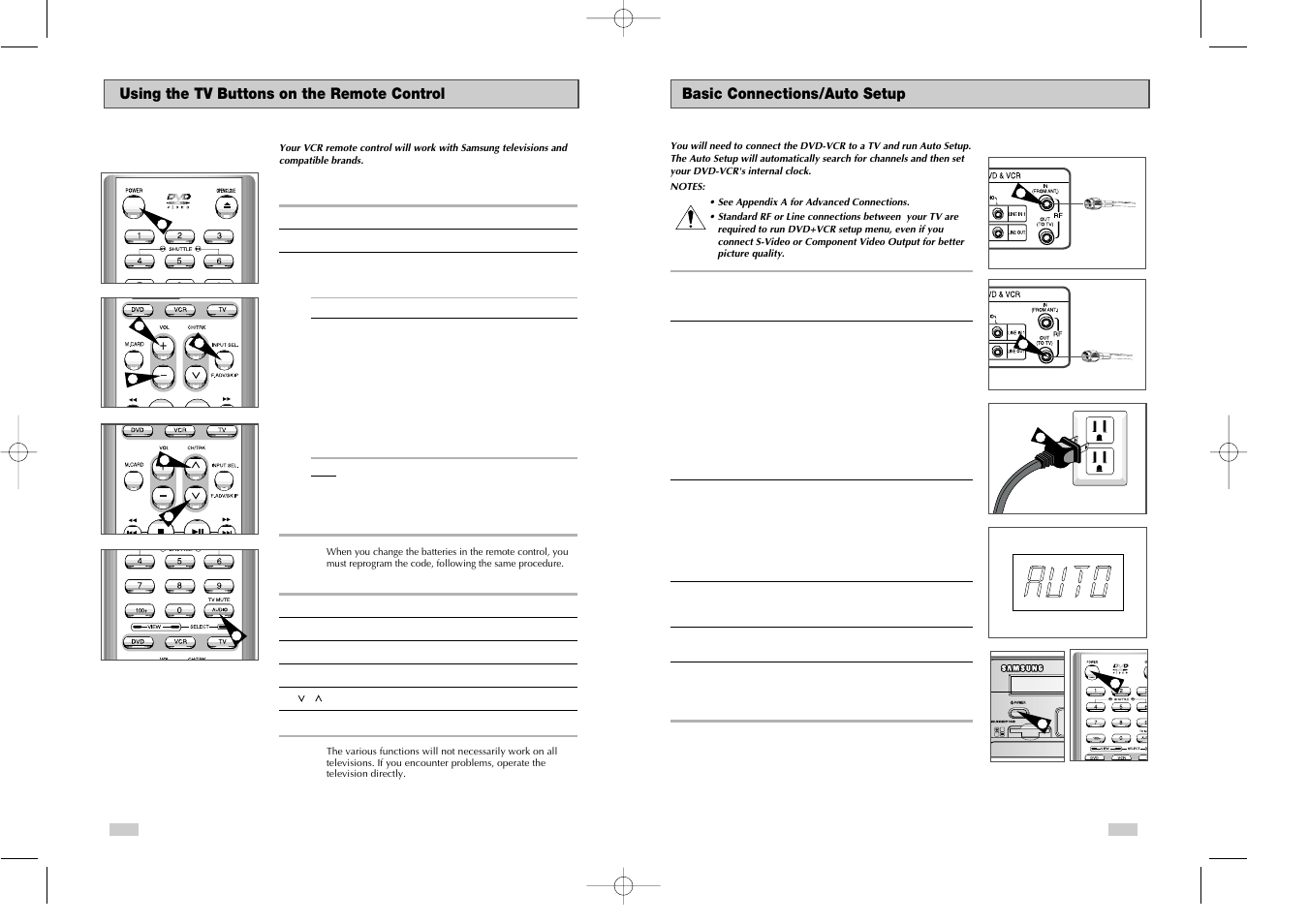 Mm c, Basic connections/auto setup, Using the tv buttons on the remote control | Samsung DVDV3800V-XAA User Manual | Page 7 / 35