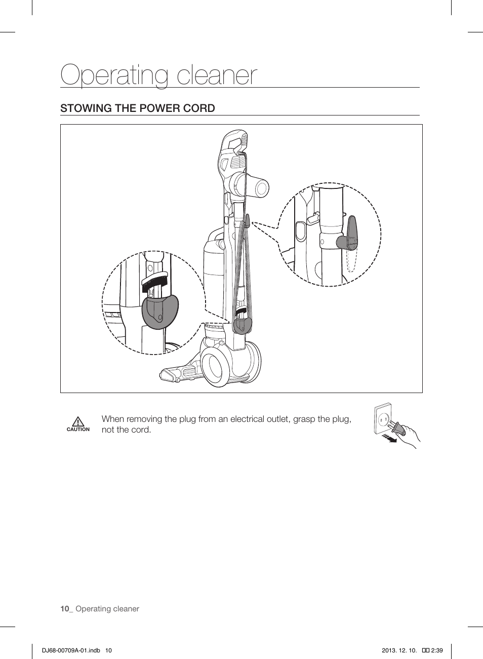 Operating cleaner | Samsung VU12F70SHDC-AC User Manual | Page 10 / 84
