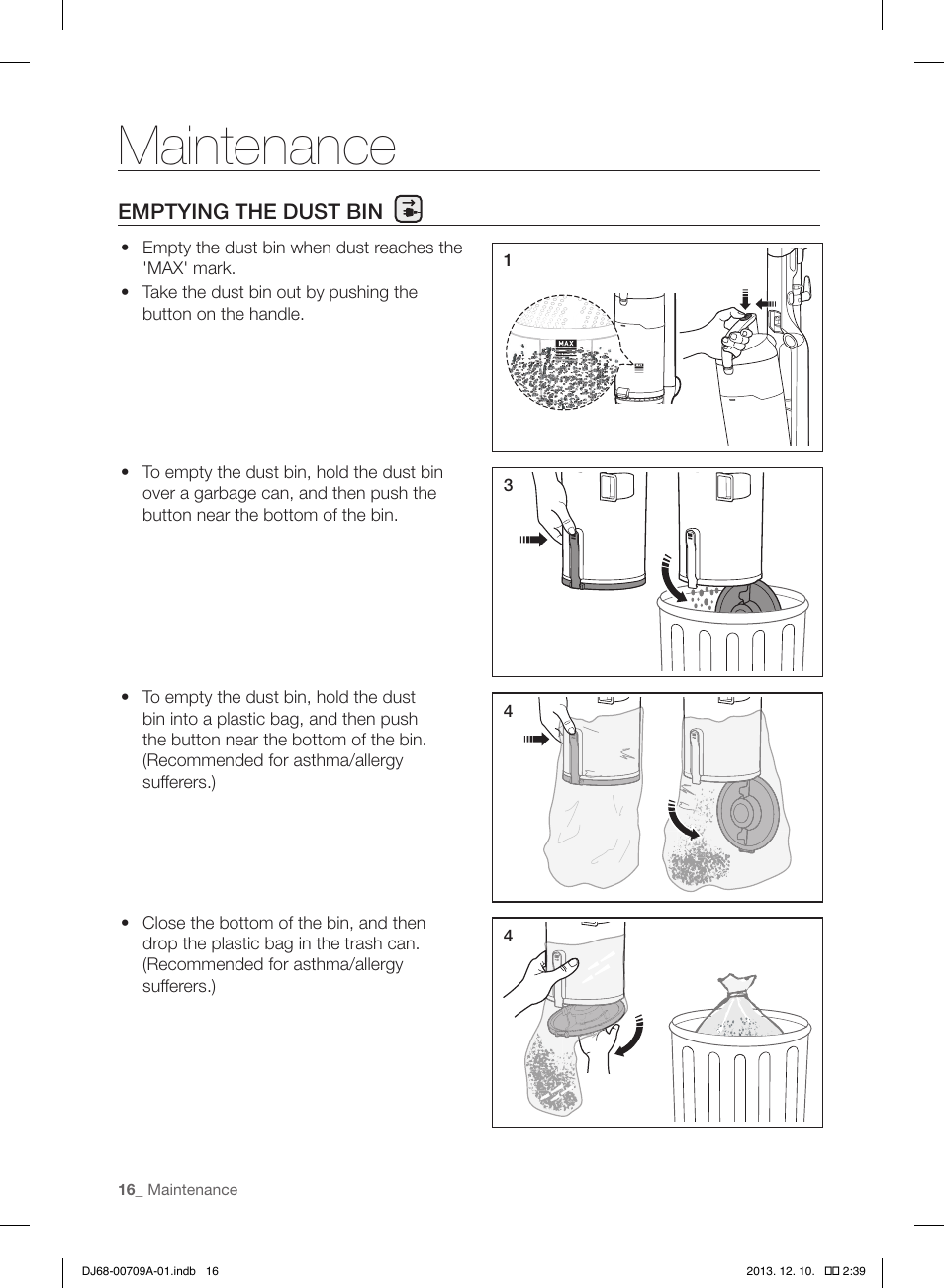 Maintenance | Samsung VU12F70SHDC-AC User Manual | Page 16 / 84