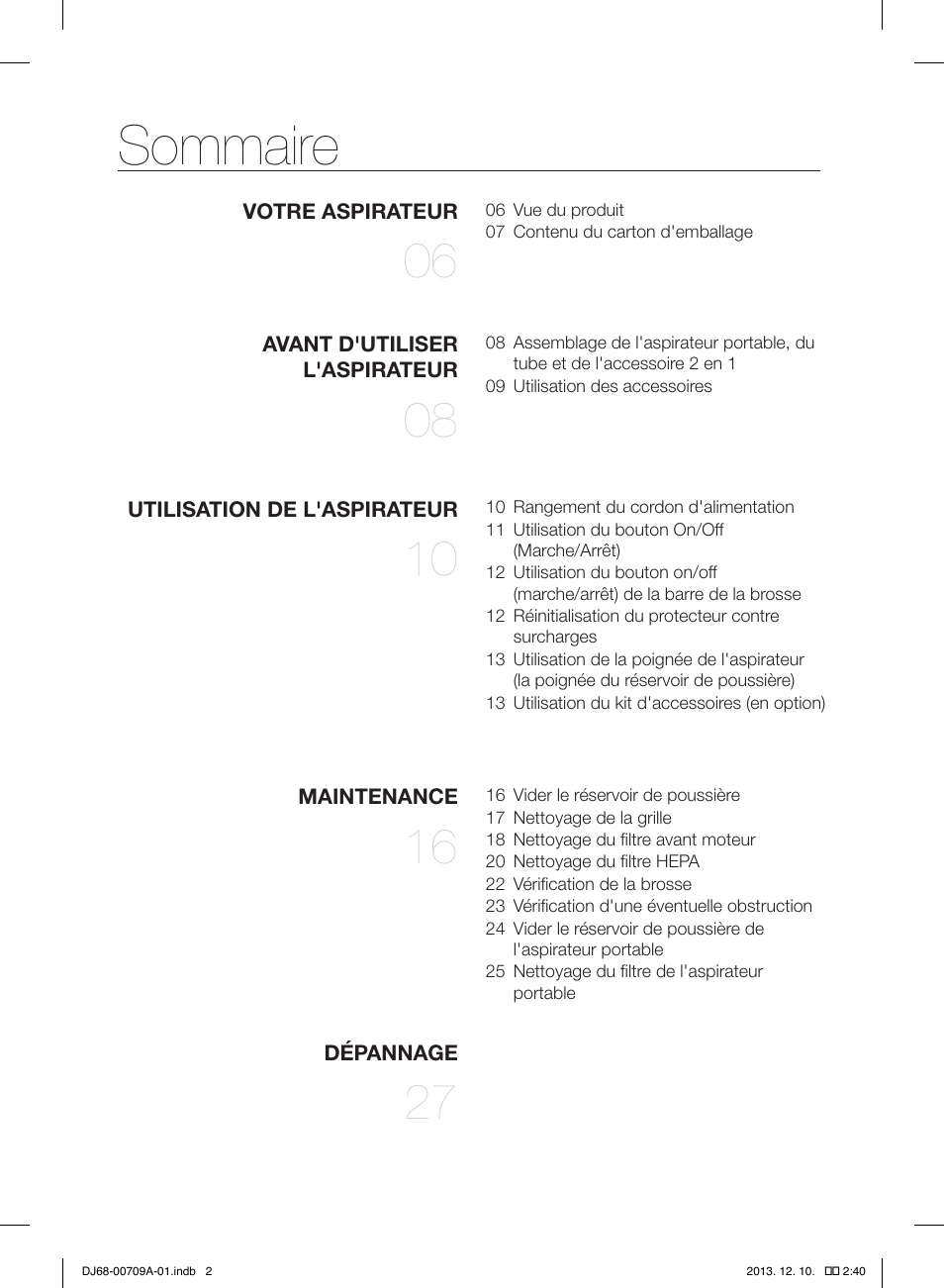 Sommaire | Samsung VU12F70SHDC-AC User Manual | Page 30 / 84