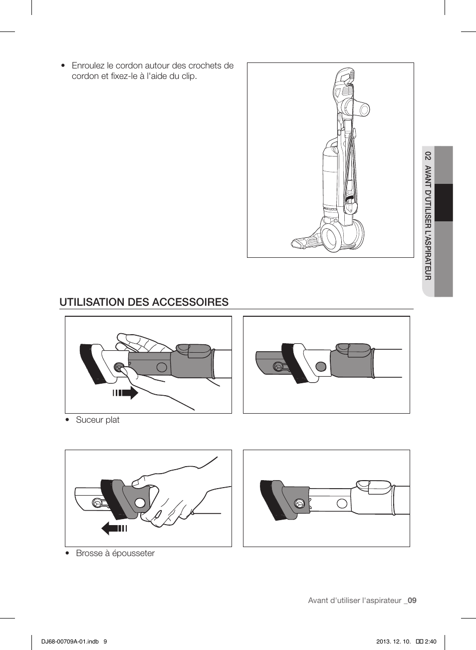 Utilisation des accessoires | Samsung VU12F70SHDC-AC User Manual | Page 37 / 84