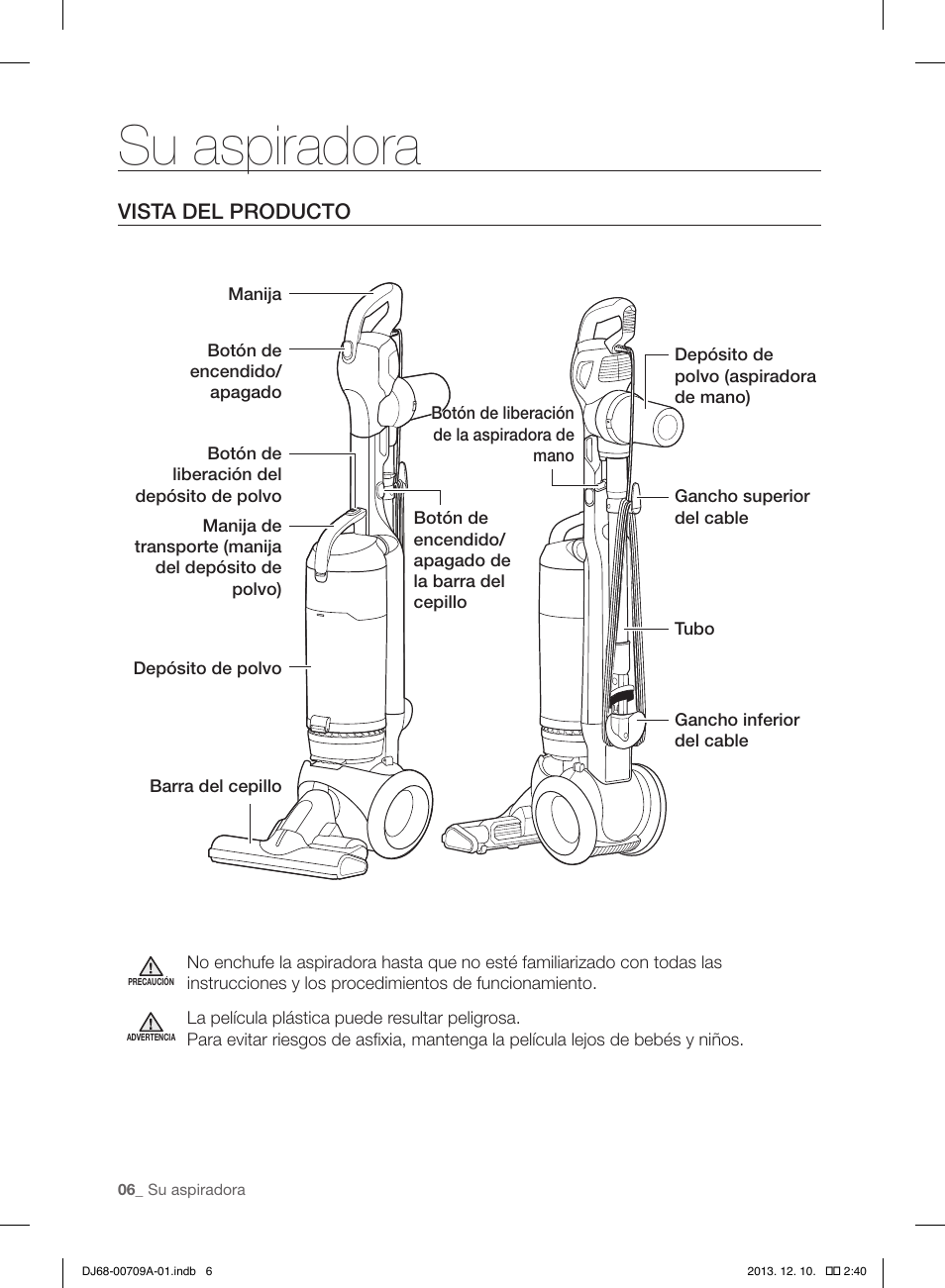 Su aspiradora, Vista del producto | Samsung VU12F70SHDC-AC User Manual | Page 62 / 84
