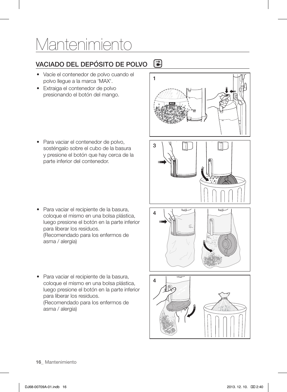 Mantenimiento | Samsung VU12F70SHDC-AC User Manual | Page 72 / 84