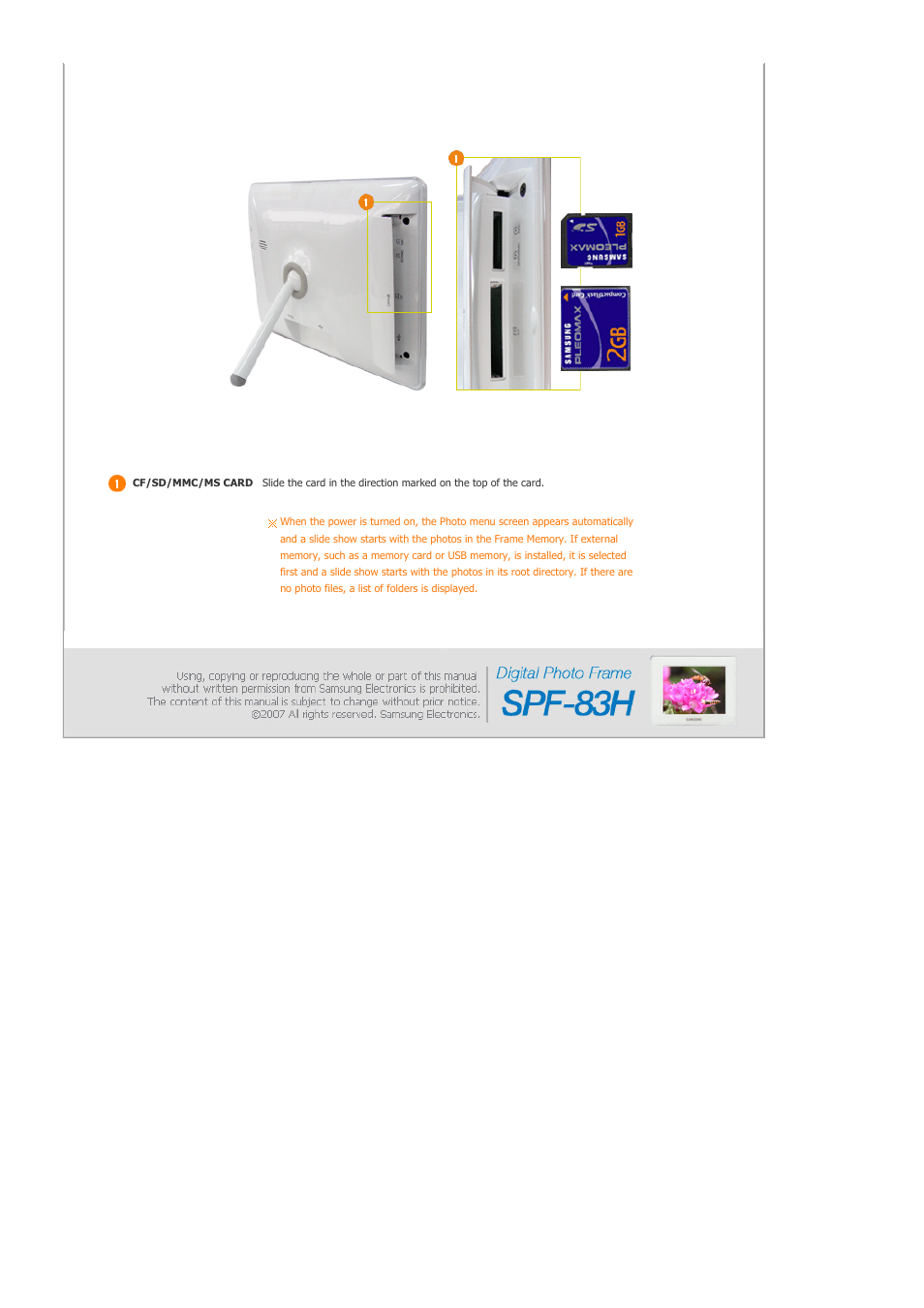 Memory card | Samsung LP08CPLSS-XSG User Manual | Page 14 / 28
