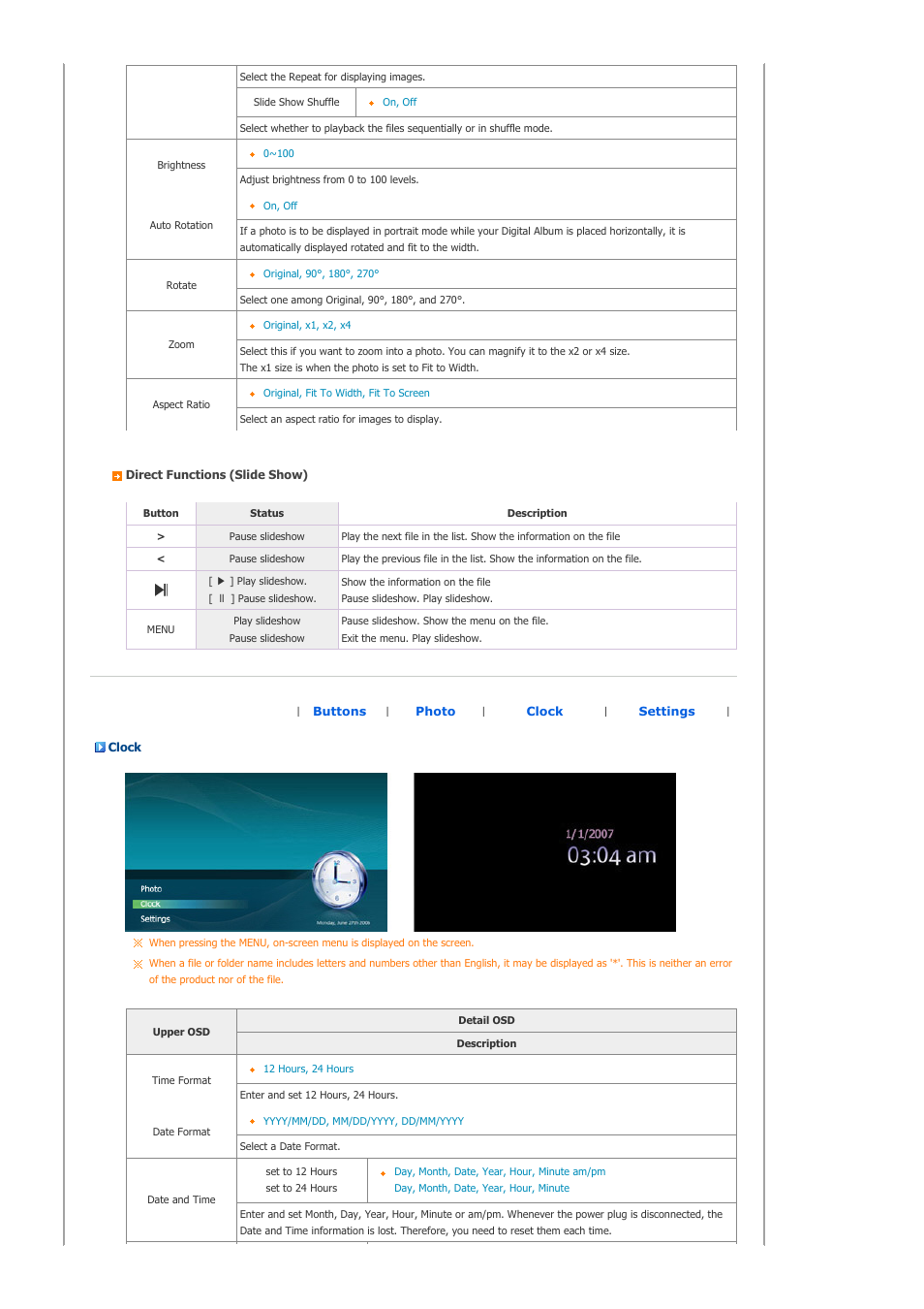 Clock | Samsung LP08CPLSS-XSG User Manual | Page 17 / 28