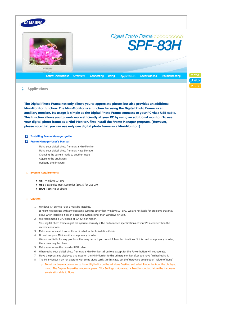 Applications | Samsung LP08CPLSS-XSG User Manual | Page 20 / 28