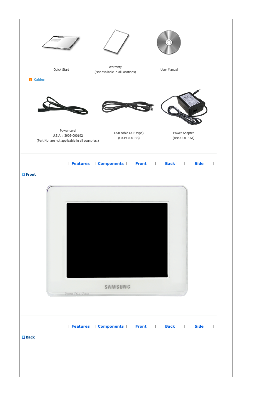 Front | Samsung LP08CPLSS-XSG User Manual | Page 8 / 28