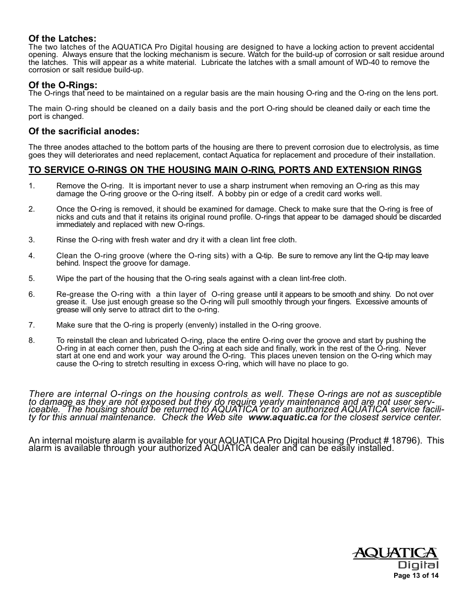 Aquatica D200 User Manual | Page 14 / 15