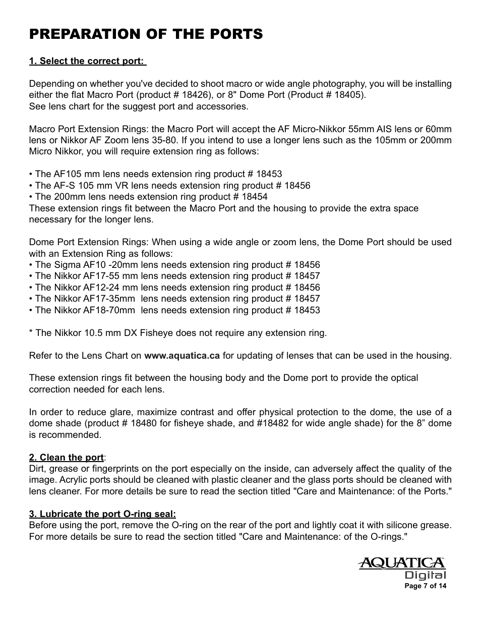 Preparation of the ports | Aquatica D200 User Manual | Page 8 / 15