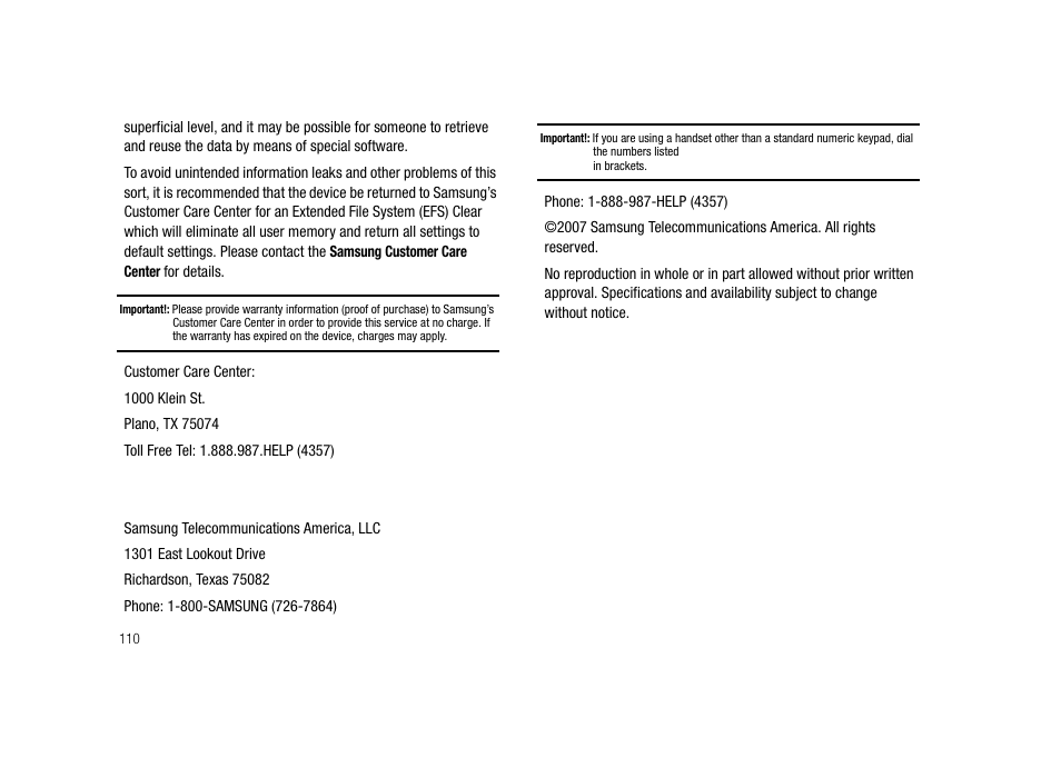 Samsung SECR300ZRAMTR User Manual | Page 110 / 114