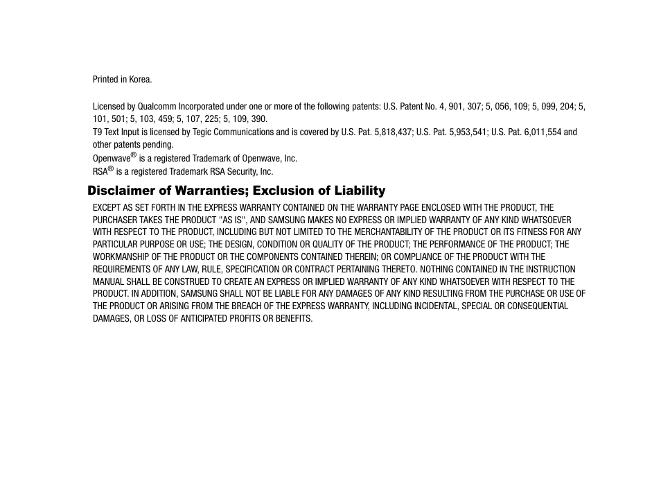 Disclaimer of warranties; exclusion of liability | Samsung SECR300ZRAMTR User Manual | Page 3 / 114