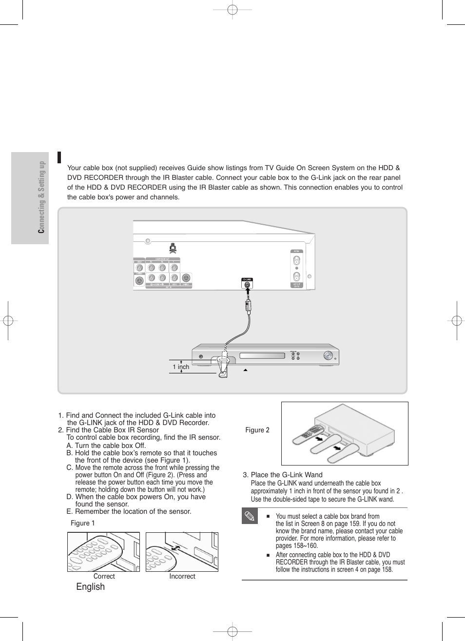 Connecting a cable box to the g-link jack, 28 - english | Samsung DVD-HR720-XAA User Manual | Page 28 / 168