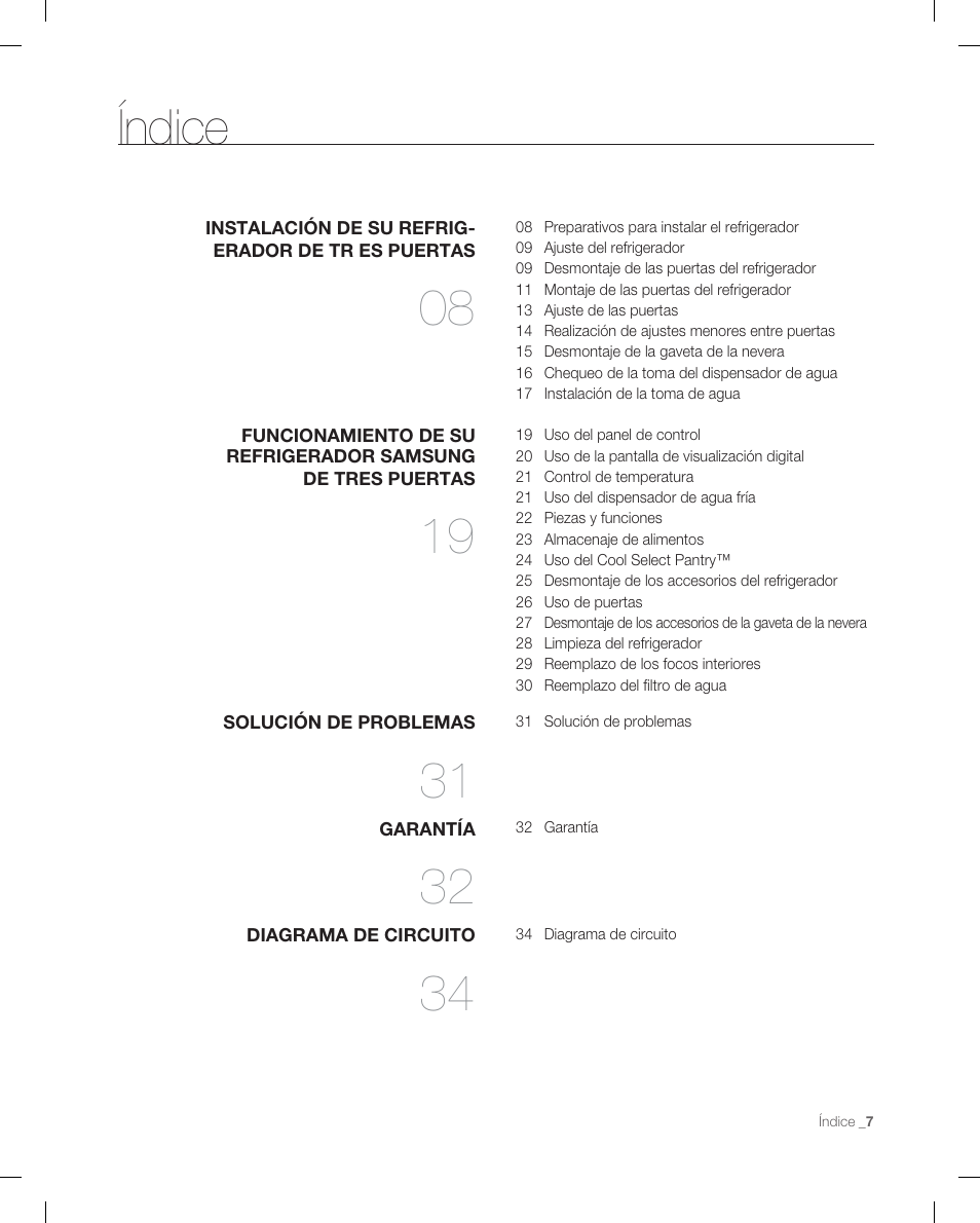 Índice | Samsung RF266ACPN-XAA User Manual | Page 43 / 76