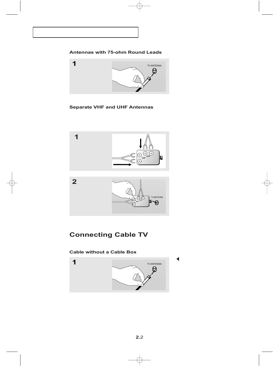 Connecting cable tv | Samsung LTN1765X-XAC User Manual | Page 11 / 61