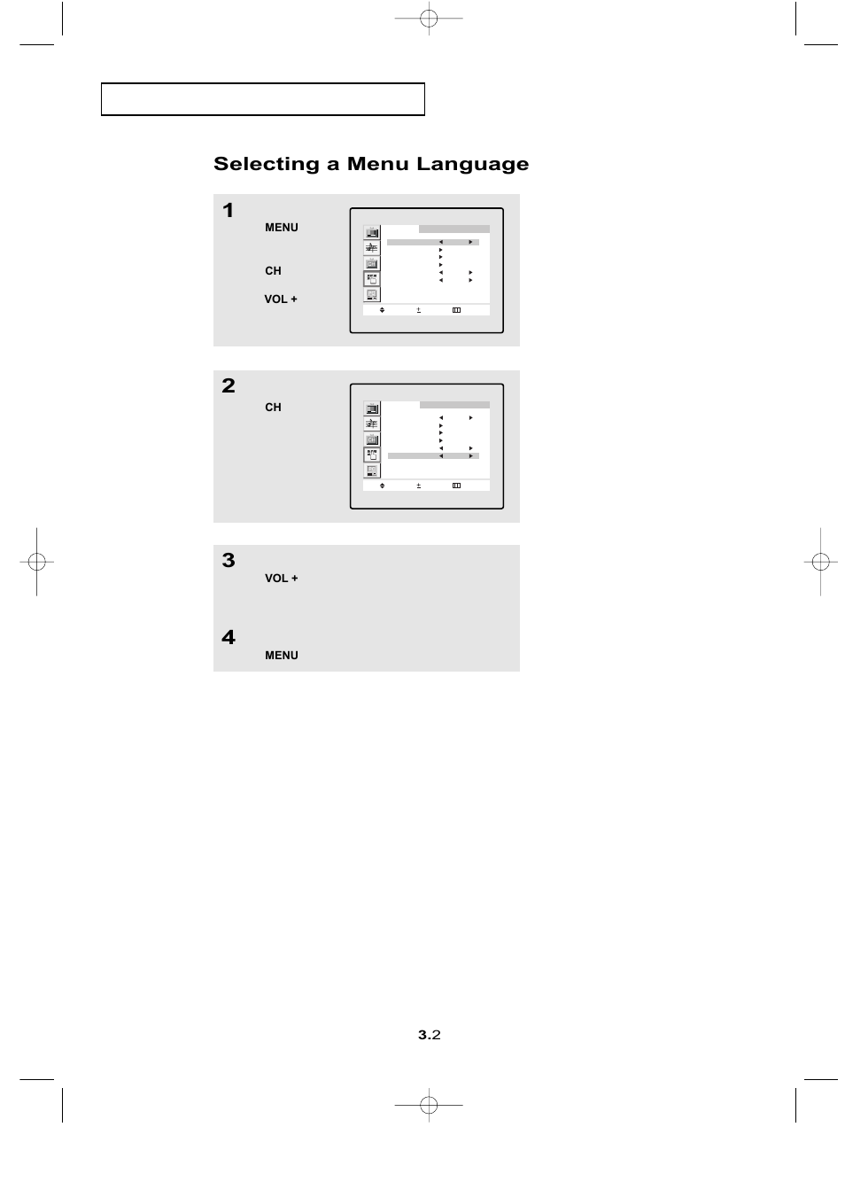 Selecting a menu language, P e r at i o n | Samsung LTN1765X-XAC User Manual | Page 20 / 61