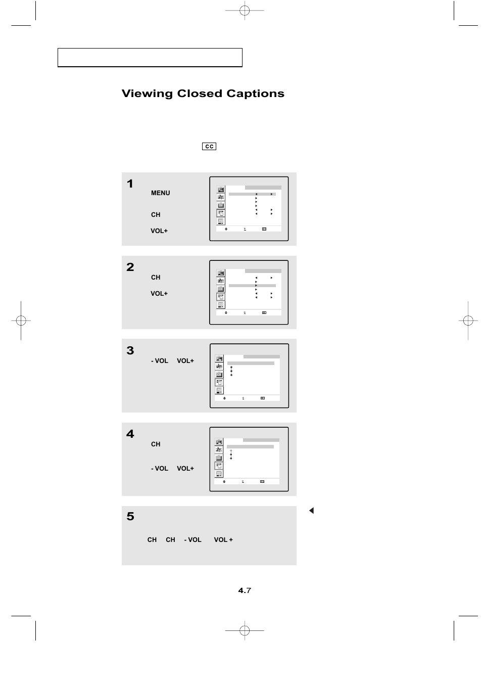 Viewing closed captions | Samsung LTN1765X-XAC User Manual | Page 36 / 61