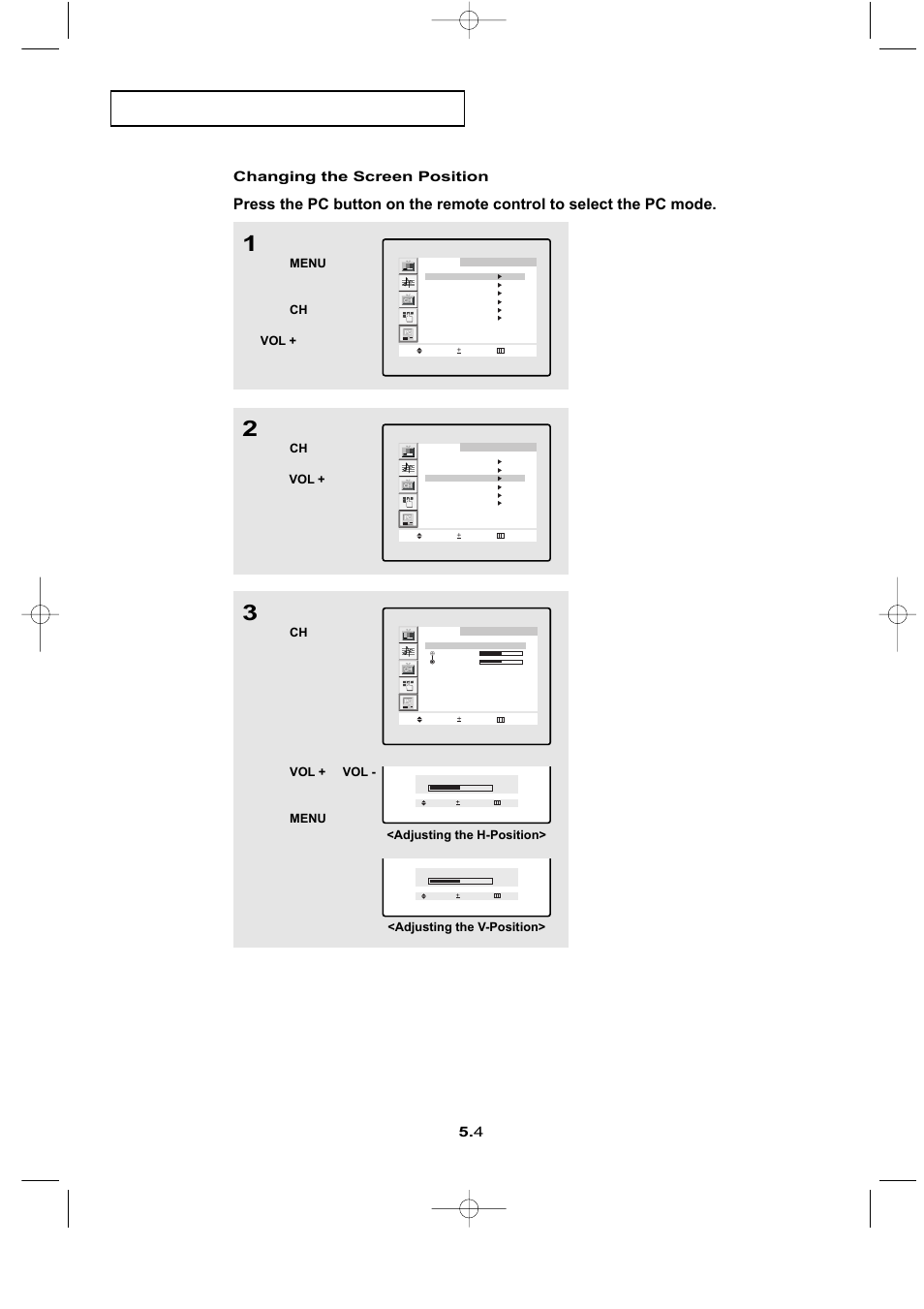 P c d, 4 changing the screen position, Adjusting the h-position | Samsung LTN1765X-XAC User Manual | Page 47 / 61