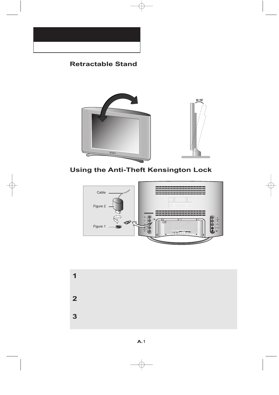 Retractable stand, Using the anti-theft kensington lock | Samsung LTN1765X-XAC User Manual | Page 54 / 61