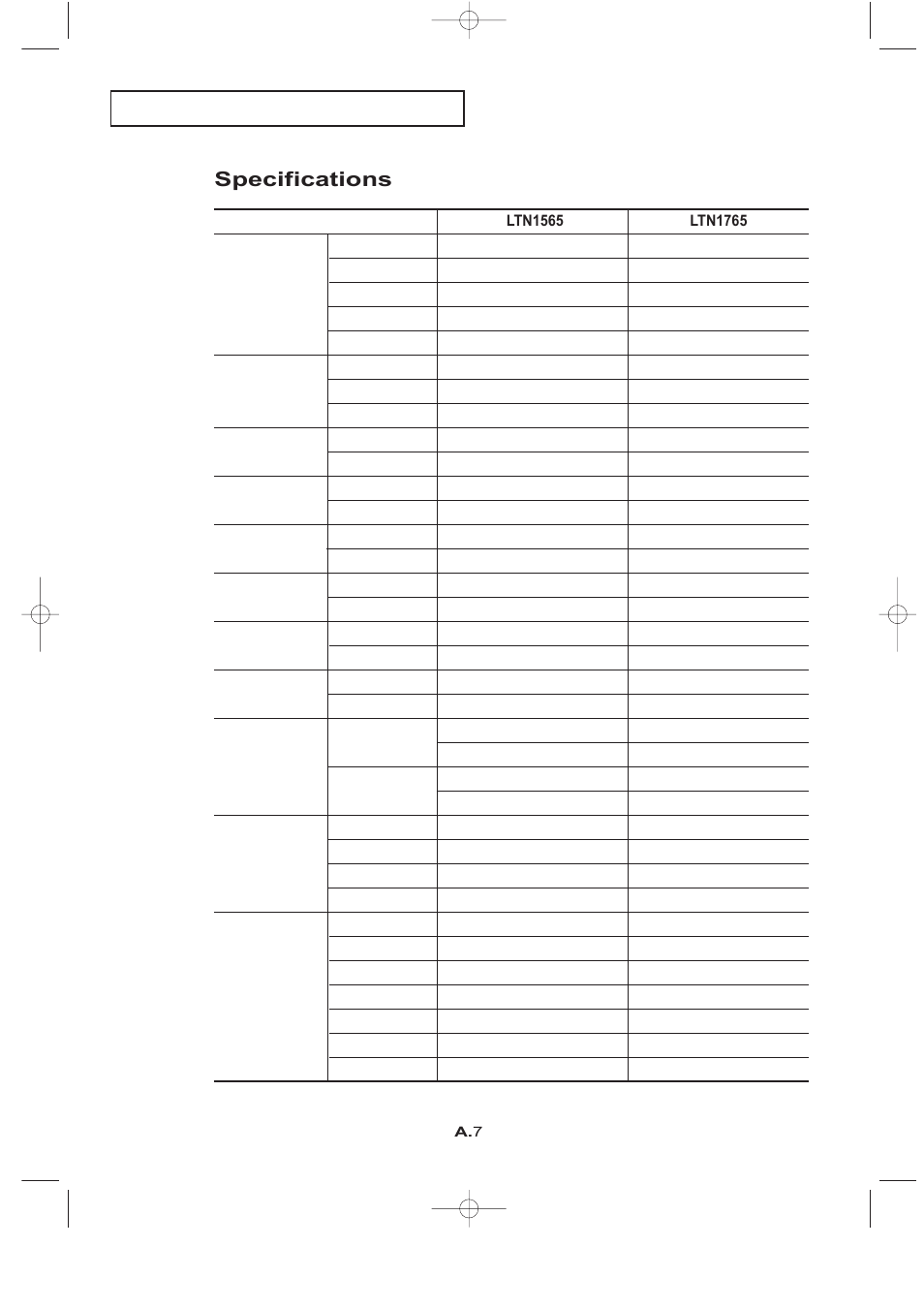 Specifications | Samsung LTN1765X-XAC User Manual | Page 60 / 61