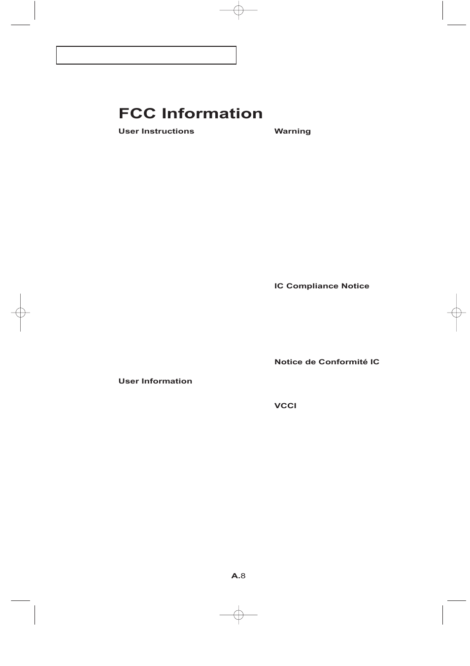 Fcc information | Samsung LTN1765X-XAC User Manual | Page 61 / 61