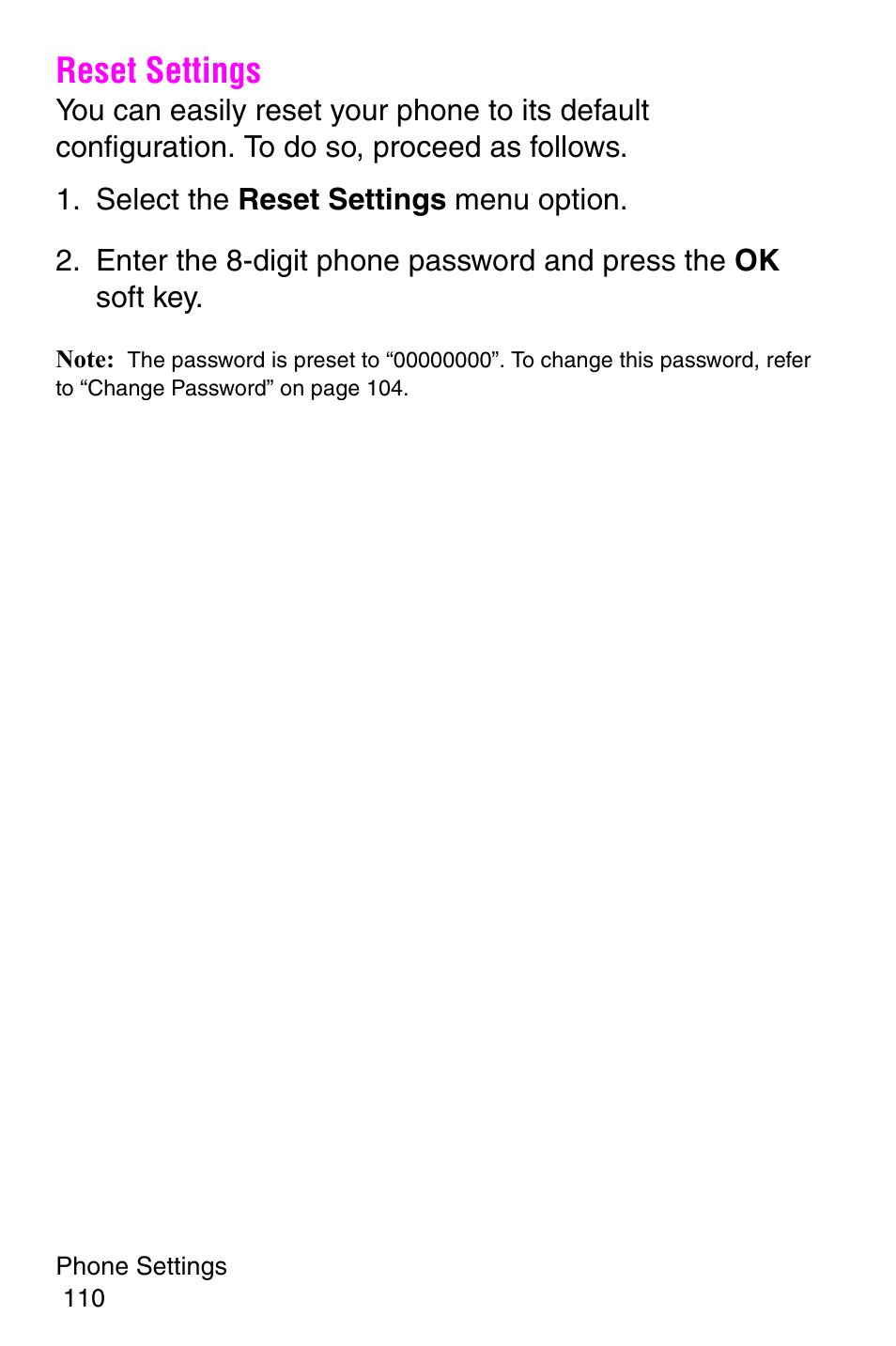 Reset settings | Samsung SGH-P107BSACIN User Manual | Page 113 / 195