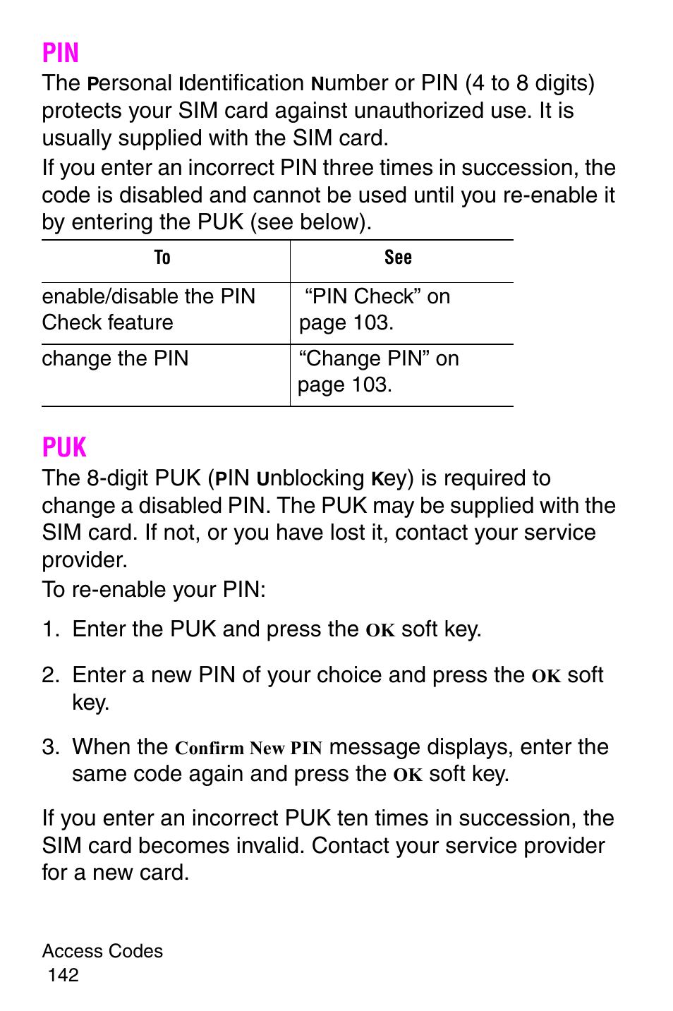 Pin puk | Samsung SGH-P107BSACIN User Manual | Page 145 / 195