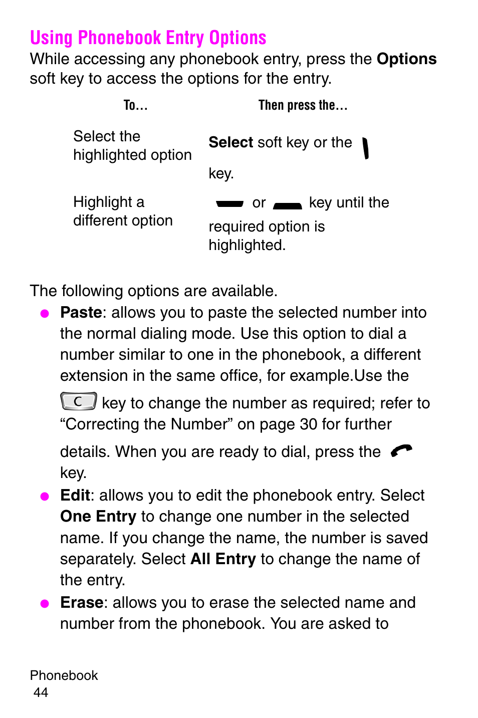 Using phonebook entry options | Samsung SGH-P107BSACIN User Manual | Page 47 / 195