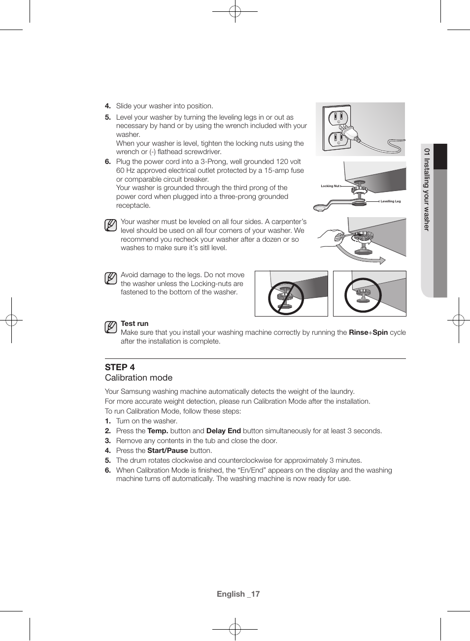 Step 4 calibration mode | Samsung WF42H5400AW-A2 User Manual | Page 17 / 132