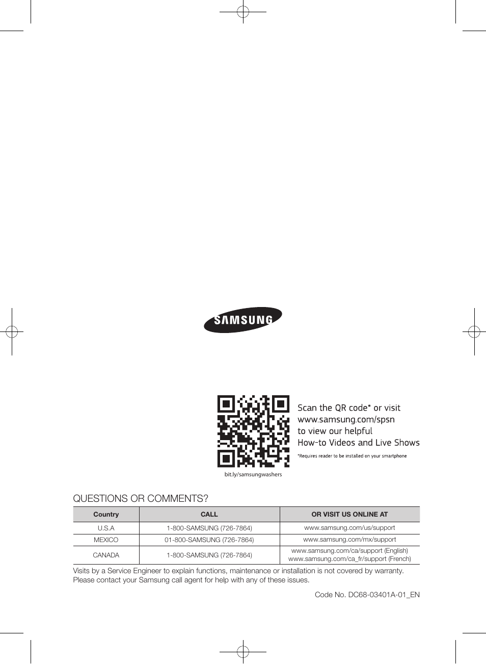 Questions or comments | Samsung WF42H5400AW-A2 User Manual | Page 44 / 132
