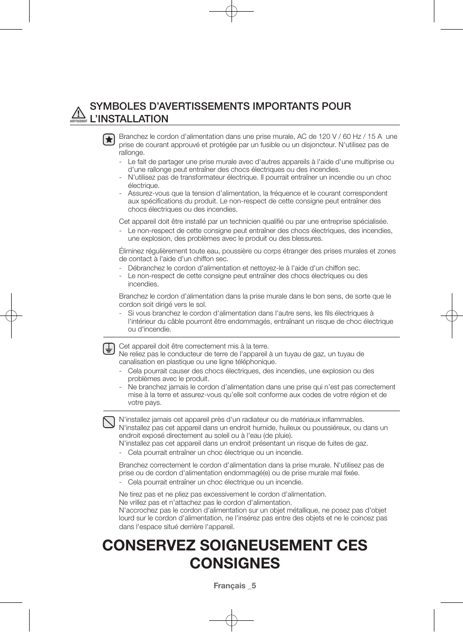 Conservez soigneusement ces consignes | Samsung WF42H5400AW-A2 User Manual | Page 49 / 132